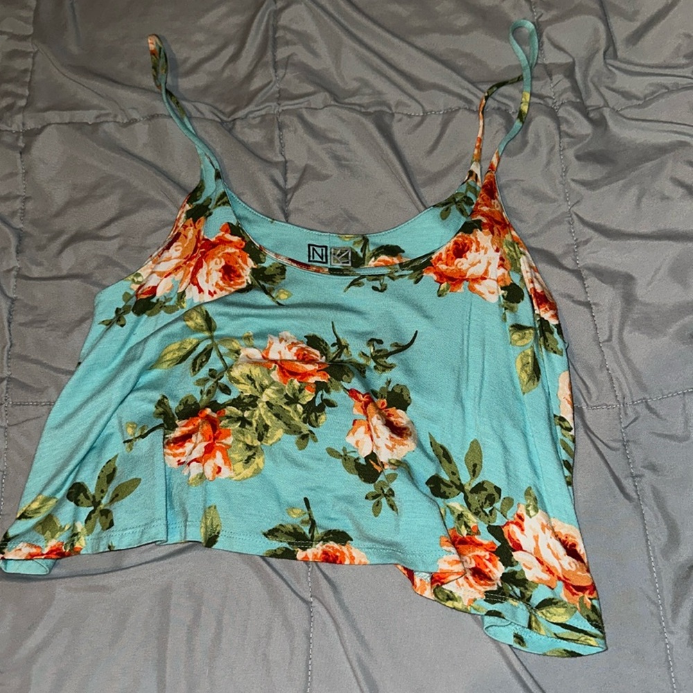 Blue floral tank top